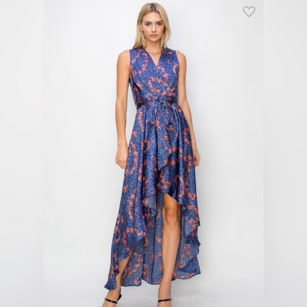 Purple Sleeveless V-Neck Hi-Lo Dress